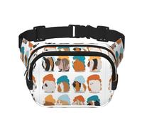Riñonera cuadrada de doble capa con estampado de conejillos de indias, bolsa de viaje con Bel ajustable, Negro -, Talla única