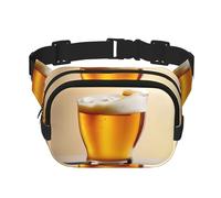 Riñonera cuadrada de doble capa con estampado de espuma de cerveza, moderna, para hombres y mujeres, bolsa de uso diario, Negro -, Talla única