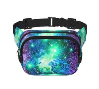 Riñonera cuadrada de doble capa con estampado de galaxia, verde, azul, morado, para hombres y mujeres, Negro -, Talla única