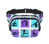 Riñonera cuadrada de doble capa con estampado de juegos de gimnasia, riñonera de viaje para hombres y mujeres, color negro, talla única, NEGRO, One Size