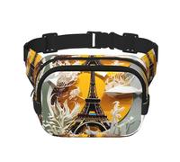 Riñonera cuadrada de doble capa con estampado de la Torre Eiffel de París, para hombre y mujer, para entrenamiento, viajes, para entrenamiento, Negro -, Talla única