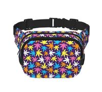 Riñonera cuadrada de doble capa con estampado de malas hierbas y colores brillantes para hombres y mujeres, viajes, deportes, camping, uso diario