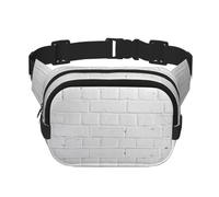 Riñonera cuadrada de doble capa con estampado de pared de ladrillo blanco antiguo, para hombres y mujeres, viajes, deportes, camping, uso diario