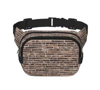 Riñonera cuadrada de doble capa con estampado de pared de ladrillo, para hombre y mujer, para uso diario, deportes al aire libre, correr, viajes
