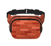 Riñonera cuadrada de doble capa con estampado de pared de ladrillo rojo, para hombres y mujeres, uso diario, deportes al aire libre, correr, viajes