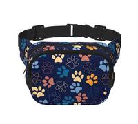 Riñonera cuadrada de doble capa con estampado de pata de perro para hombre y mujer, bolsa cruzada de entrenamiento para viaje, Negro -, Talla única