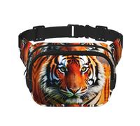 Riñonera cuadrada de doble capa con estampado de rayas de tigre para hombres y mujeres, bolsa cruzada de entrenamiento para viaje, Negro -, Talla única
