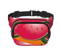 Riñonera cuadrada de doble capa con estampado de sandía madura, accesorio de entrenamiento para hombres y mujeres