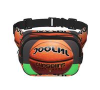 Riñonera cuadrada de doble capa con fondo de baloncesto con correa ajustable para actividades al aire libre, color negro, talla única, Black, Talla única