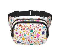 Riñonera cuadrada de doble capa con fondo de feliz cumpleaños, unisex, para correr, viajar, senderismo, fitness, color negro, talla única, Negro, One Size