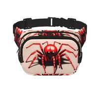 Riñonera cuadrada de doble capa con pequeña araña roja linda - Riñonera unisex en cualquier lugar para correr, viajar, senderismo, fitness, negro, talla única, negro/blanco, One Size, blanco y negro,