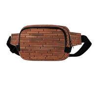 Riñonera cuadrada de doble capa con textura de pared de ladrillo rojo con correa ajustable. Riñonera con cremallera, múltiples bolsillos. Bolsa de pecho deportiva para senderismo, trotar y correr.