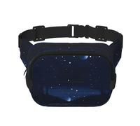 Riñonera cuadrada de doble capa con vista nocturna azul oscuro para actividades al aire libre como deportes, viajes, senderismo, ciclismo, Black, Talla única