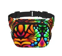 Riñonera cuadrada de doble capa con vitral con correa ajustable para actividades al aire libre, color negro, talla única, Black, Talla única