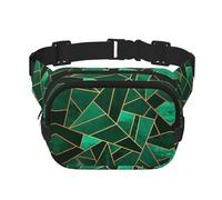 Riñonera cuadrada geométrica de doble capa negra y dorada para correr, viajes, senderismo