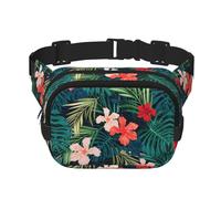 Riñonera cuadrada hawaiana de doble capa para verano, mini riñonera ajustable para ejercicio, correr, viajes, senderismo, Negro -, Talla única