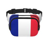 Riñonera cuadrada versátil de doble capa con estampado de bandera francesa, moderna para hombres y mujeres, bolsa de uso diario, Negro -, Talla única