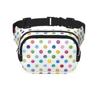 Riñonera cuadrada versátil de doble capa con estampado de lunares azules, moderna para hombres y mujeres, bolsa de uso diario, Negro -, Talla única