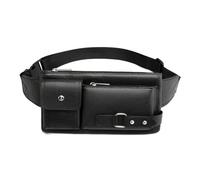 Riñonera Cuero Riñonera de Cuero PU for Hombre, riñonera Informal for Exteriores, riñonera Viajes Deportes (Color : Schwarz, Size : 26x4x14cm)