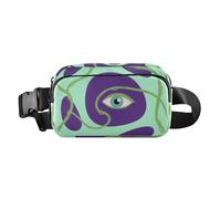 Riñonera de arte abstracto con diseño de ojos verdes, color morado, bonita riñonera para hombres y mujeres, bolsa de pecho multiusos con correa ajustable para viajes, compras, correr