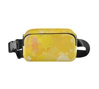 Riñonera de arte abstracto con tinta amarilla para hombres y mujeres, cinturón pequeño con correa ajustable para viajes, compras, correr
