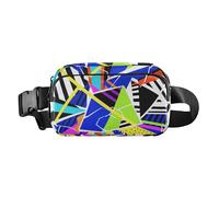 Riñonera de arte abstracto Geometic colorida de moda para mujeres, hombres, adolescentes, cinturón de pecho pequeño con correa ajustable para viajes, gimnasio y trabajo