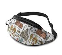 Riñonera de Arte Italiano Roma con Correa Ajustable, riñonera para Hombre y Mujer, Deportes al Aire Libre, Correr, Gimnasio, Viajar