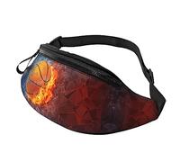 Riñonera de baloncesto con llamas y gotas de agua para correr, senderismo, viajes, entrenamiento, pasear al perro, deportes, pesca, riñonera, Black, Talla única