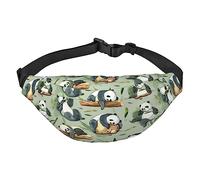 Riñonera de bambú de madera de panda para hombres y mujeres, riñonera ajustable para rave, bolsa de viaje, Black, Talla única, Cinturón de dinero