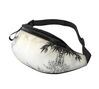Riñonera de bambú y cerezo con diseño de árbol zen para correr, senderismo, viajes, entrenamiento, pasear al perro, deportes, pesca, riñonera, Black, Talla única