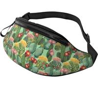 Riñonera de bandera de carreras para mujeres y hombres, riñonera de moda para entrenamiento, correr, viajes, casual, riñonera, Cactus Floral Bloom, Talla única, moda