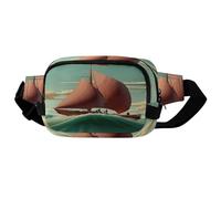 Riñonera de barco volando en el mar, con correa ajustable, bolsa cruzada, tela de sarga, riñonera, para entrenamiento al aire libre, viajes, casual, correr, senderismo, ciclismo.