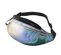 Riñonera de cascada y arco iris para correr, senderismo, viajes, entrenamiento, pasear al perro, deportes, pesca, riñonera, Black, Talla única