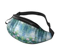 Riñonera de cintura ajustable con diseño de flores de loto, bolsa cruzada estampada de moda con ramas de sauce verde, unisex, bolsa de cintura para viajeros - Bolsa urbana para tarjetas de tránsito y