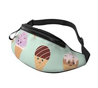 Riñonera de conos de helado para mujeres y hombres, bolsa de cadera para viajes, yoga, gimnasio para exteriores, entrenamiento, deporte, viajes, correr, Black, Talla única