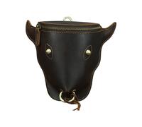 Riñonera de cuero con cabeza de vaca estilo retro para hombre, bolso colgante con forma de cabeza de vaca, cinturón para teléfono móvil,