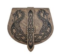 Riñonera de Cuero con Diseño de Dragón Y Nudo Celta Vikingo para Hombre Y Mujer - Riñonera Colgante Medieval Renacentista - Riñonera Portátil Vintage Hecha A Mano con Relieve Nórdico(Brown)
