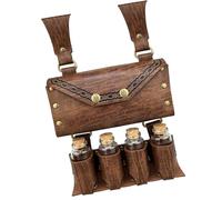 Riñonera de cuero medieval, bolso nórdico en relieve, piel sintética, medieval, cinturón de trabajo a mano vintage, marrón claro, Talla única, Mass Beauty