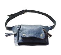 Riñonera de cuero medieval steampunk retro con cremallera bolsa de cadera ajustable deporte al aire libre armadura pesada bolsas cruzadas para mujer, Black