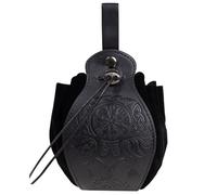 Riñonera de cuero medieval, vintage, renacentista, vikingo, LARP, disfraces, cosplay, con cordón, monedero, soporte para teléfono, riñonera, Phoenix-Black, Renacimiento