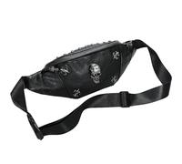 Riñonera de cuero negro para mujer, diseño de calavera, riñonera para mujer, riñonera de moda para pasear al perro, festival, senderismo, viajes, vacaciones, color 5, 11.4 x 3.1 x 5.5, moda