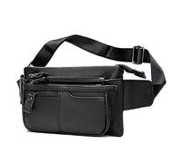 Riñonera De Cuero, Riñonera Cuero Vintage para Hombre, Bandolera Y Genuino, Deportes Al Aire Libre, Adecuada Excursiones Senderismo Ciclismo (Black)