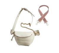 Riñonera de Cuero, Riñoneras Cruzadas for Mujer con Correa Ajustable y Cremallera de Metal Suave, una Mochila de Cuero Imprescindible for los Viajes Diarios#Negro/3 (Color : White)