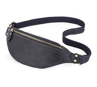 Riñonera De Cuero Vintage, Bandolera De Cuero Auténtico, Riñonera Cruzada, Riñonera De Cuero Crazy Horse para Senderismo, Deportes Y Camping. (Navy Blue)