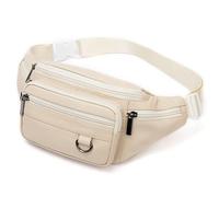 Riñonera de Cuero Vintage para Hombres y Mujeres, para Viajes, Senderismo, Correr, riñonera Delgada para teléfono Celular, Monedero, Beige