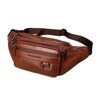 Riñonera de Cuero Vintage para Hombres y Mujeres, para Viajes, Senderismo, Correr, riñonera Delgada para teléfono Celular, Monedero, Marrón