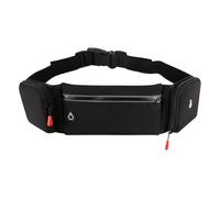 Riñonera de doble bolsillo para correr, impermeable, para deportes al aire libre, ejercicio, fitness, teléfono, bolsa ajustable para cinturón, Color negro.