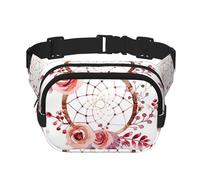 Riñonera de doble capa con diseño de atrapasueños, diseño de flores, bohemia, para hombres y mujeres, riñonera ajustable para viajes, senderismo, correr, ciclismo, festivales