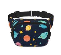 Riñonera de doble capa con diseño de estrellas espaciales de dibujos animados, para hombres y mujeres, riñonera ajustable para viajes, senderismo, correr, ciclismo, festivales