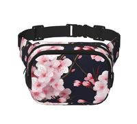 Riñonera de doble capa con diseño de flores japonesas, para hombres y mujeres, riñonera ajustable para viajes, senderismo, correr, ciclismo, festivales